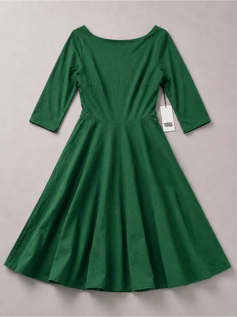 Unique Vintage Green Fit & Flare Dress - Retro Swing Dress Size Large 10/12 NWT